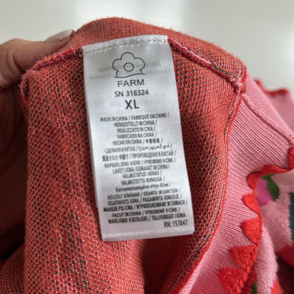 Farm Rio mixed papaya, knit cardigan XL Amaya papaya love Island - Picture 11 of 14